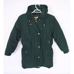 Eddie Bauer Womens Down Parka Forest Green *Missing Sheep Skin* Size Small